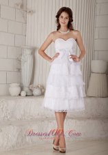 Beautiful Empire Sweetheart Short Wedding Dress Organza and Lace Bow Knee-length