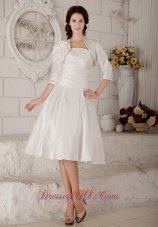 Customize A-line / Princess Short Wedding Dress Strapless Satin Ruch Knee-length