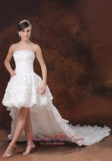 High-low White Wedding Dress For Wedding Party With Fabric With Rolling Flowers