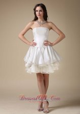 Beautiful A-line Cocktail Dress Strapless Elastic Woven Satin and Organza Mini-length