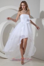 Beautiful A-line / Princess Strapless Short Wedding Dress High-low Organza Bow