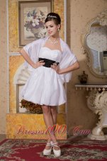 Modest A-line Sweetheart Mini-length Taffeta Sash Wedding Dress