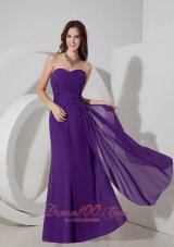 2013 Lovely Purple Column Sweetheart Prom Dress Chiffon Ruch Floor-length