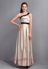 2013 Customize Champagne One Shoulder Bridesmaid Dress with Black Belt