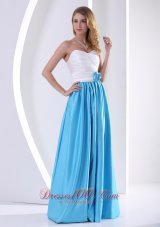 2013 White and Aqua Blue Sweetheart Hand Made Flower and Ruch Prom / Celebrity Dress 2013 Taffeta