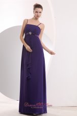 2013 Cheap Purple Straps Sashes Bridesmaid Dress Empire Floor-length Chiffon
