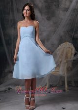 Cheap Custom Made Baby Blue Empire Homecoming Dress Sweetheart Chiffon Ruch Knee-length