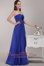 Cheap Royal Blue Empire Floor-length Sweetheart Chiffon Ruch Bridesmaid Dress