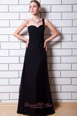 Cheap Black Column One Shoulder Floor-length Chiffon Bridesmaid Dress