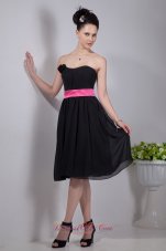 Cheap Black Empire Strapless Knee-length Chiffon Sashes Prom / Homecoming Dress