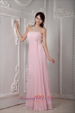 Cheap Cheap Baby Pink Bridesmaid Dress Empire Strapless Chiffon Beading Floor-length