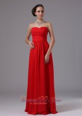 Cheap Red Sweetheart and Ruched In Arizona For Prom Dress Chiffon Floor-length