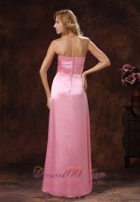 bridesmaid elastic strapless woven satin rose pink dress