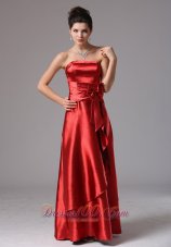 Custom Made Wine Red Column Bridesmaid Dress With Bows In New London Connecticut