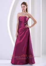 Purple Taffeta Custom Made Hand Made Flowers and Beading Prom / Evening Dress A-line