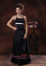 Halter Column Taffeta Floor-length Black 2013 Bridesmaid Dress