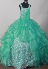 2013 Popular Sweetheart Flower Girl Pageant Dress With Appliques and Ruch Decorate Turquoise