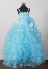 Custom Made For Affordable Little Girl Pageant Dresses With Beading Bow and Ruffled Layers  Pageant Dresses