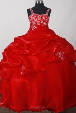 Wine Red Embroidery and Pick-ups For Little Girl Pageant Dresses  Pageant Dresses