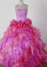 Brand New Ball Gown Little Girl Pageant Dress Beading and Ruffles Spaghetti Straps Floor-length  Pageant Dresses