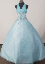 Brand New Ball Gown Beading Little Girl Pageant Dress Halter Floor-length  Pageant Dresses