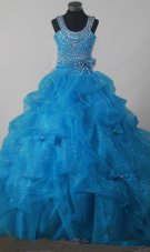 Gorgeous Beading Pick-ups Little Girl Pageant Dress Ball Gown Scoop Floor-length  Pageant Dresses