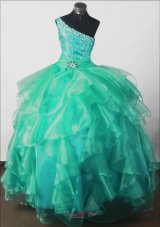 Elegant Beading Ball Gown One-shoulder Floor-length Little Girl Pageant Dress  Pageant Dresses