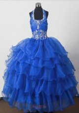 Perfect Beading Ball Gown Halter Top Floor-length Little Girl Pagant Dress