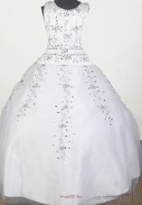 Elegant Beading Ball Gown Scoop Floor-length Little Gril Pageant Dress  Pageant Dresses