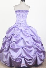 Elegant Embroidery With Beading Ball Gown Strapless Floor-length Little Gril Pageant Dress  Pageant Dresses