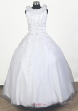 Perfect Embroidery With Beading Ball Gown Little Gril Pageant Dress Scoop Floor-length  Pageant Dresses