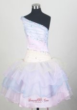 One Shoulder and Ruffled Layers For Colorful Little Girl Pageant Dresses With Beading  Pageant Dresses