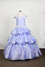 Off The Shoulder Little Girl Pageant Dresses With Lilac and Appliques  Pageant Dresses