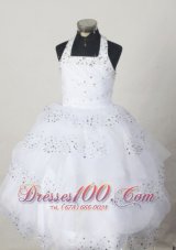 Wholesale Ball Gown Little Girl Pageant Dress Halter Simple Floor-Length Beading  Pageant Dresses