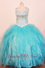 Exquisite Little Girl Pageant Dresses Ball Gown Strap Floor-Length Baby Blue  Pageant Dresses