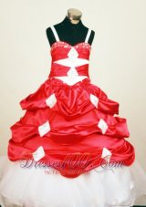 Perfect Red and White Spaghetti Straps Little Girl Pageant Dresses With Pick-ups In 2013  Pageant Dresses