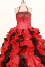 Fashionable Ruffles Little Girl Pageant Dresses Ball Gown Halter Red In 2013  Pageant Dresses