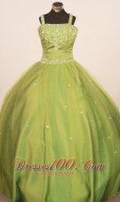 Perfect 2013 Little Girl Pageant Dresses Straps Floor-Length Olive Green Ball Gown  Pageant Dresses