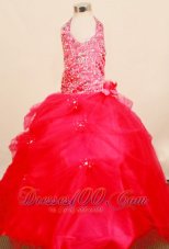 Popular Little Girl Pageant Dresses Ball Gown Halter Top Neck Floor-Length Tulle  Pageant Dresses