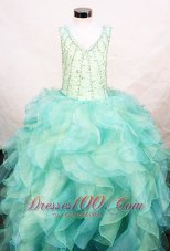 Custom Made Ruffles V-neck Organza Little Girl Pageant Dresses With Multi-color  Pageant Dresses