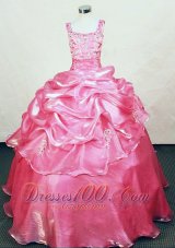 Hottest Appliques Straps Rose pink Organza Beading Little Girl Pageant Dresses  Pageant Dresses