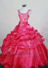 Appliques Decorate Shoulder Sweet Straps Organza Little Girl Pageant Dresses