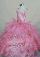 Scoop Pink Organza Appliques Little Girl Pageant Dresses For 2013 Custom Made  Pageant Dresses