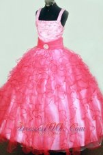 Ruffles and Beading Formal Ball gown Square Floor-length Organza Little Girl Pageant Dresses  Pageant Dresses
