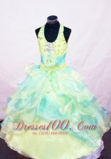 Beading Modest Ball gown Halter Floor-length Multi-colored Little Girl Pageant Dresses  Pageant Dresses