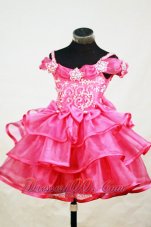 Beading Off the Shoulder Lovely Little Girl Pageant Dresses A-line Floor-length Red Appliques  Pageant Dresses