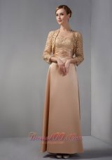 2013 Customize Made Champagne Column Mother Of The Bride Dress Straps Appliques Ankle-length Satin