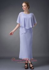 2013 Simple Lilac Column Scoop Mother Of The Bride Dress Ankle-length Chiffon