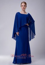 2013 Special Royal Blue Column Scoop Mother Of The Bride Dress Floor-length Chiffon Appliques