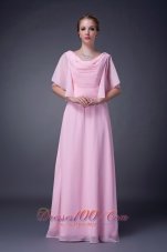 New Lovely Baby Pink Empire V-neck Mother Of The Bride Dress Chiffon Beading Floor-length
